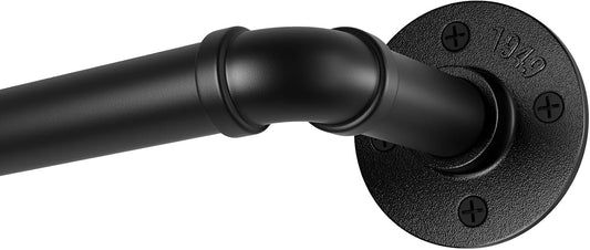 Blackout Industrial Curtain Rods for Windows, 1 Inch Pipe Wrap Around Indoor/Outdoor Room Divider Curtain Rods, 18-28 Inch, Black