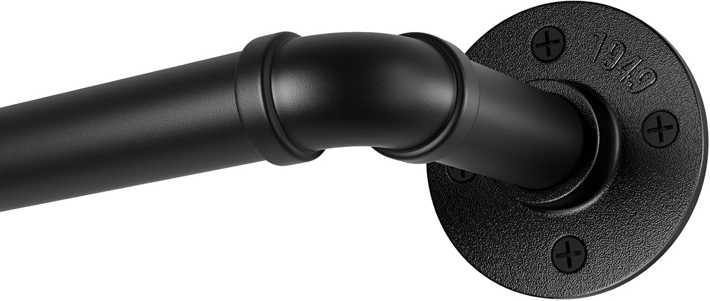 Blackout Industrial Curtain Rods for Windows, 1 Inch Pipe Wrap Around Indoor/Outdoor Room Divider Curtain Rods, 28-48 Inch, Black