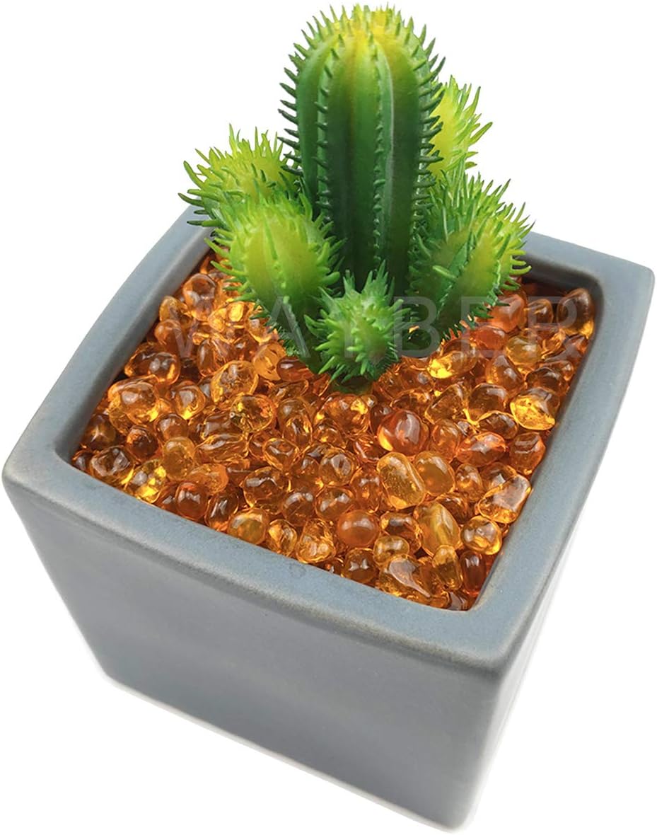 WAYBER Glass Stones, 1Lb/460g Irregular Sea Glass Pebbles Non-Toxic Artificial Crystal Stones for Vase Filler/Aquarium Decoration/Gems Displaying/Wishing Bottle Making, Orange