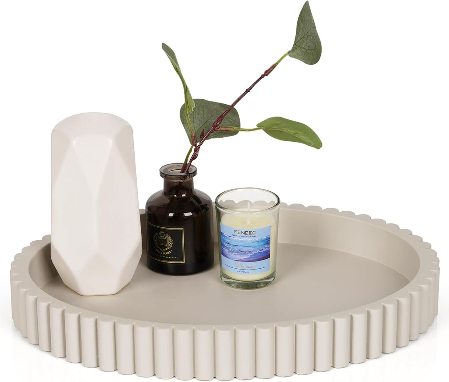 Oval Tray for Coffee Table Decor, 13" Concrete Coffee Table Tray, Table Centerpieces Decorative Trays for Home Decor, Modern Decorative Trays, Centerpiece Trays, Gray