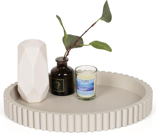 Oval Tray for Coffee Table Decor, 13" Concrete Coffee Table Tray, Table Centerpieces Decorative Trays for Home Decor, Modern Decorative Trays, Centerpiece Trays, Gray