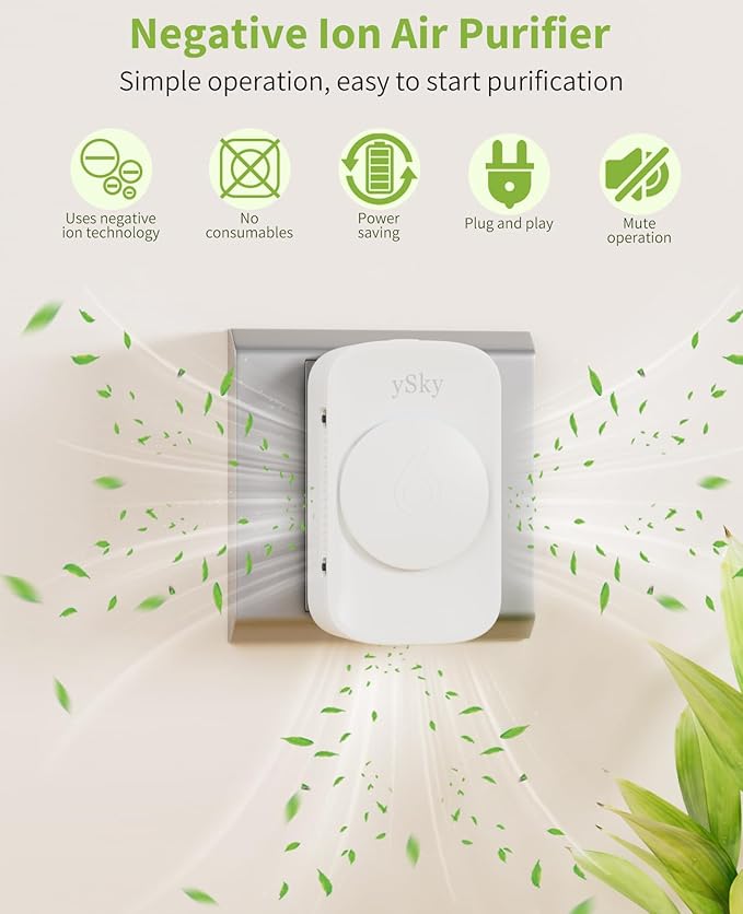 ySky Plug In Air Purifier for Home (6 packs), Negative Ion Air purifier,Quiet Ionizers Air Freshener for home,Bathroom,Bedroom,Portable Air Purifiers for Odor,Pet smell,Mini Air ionizers