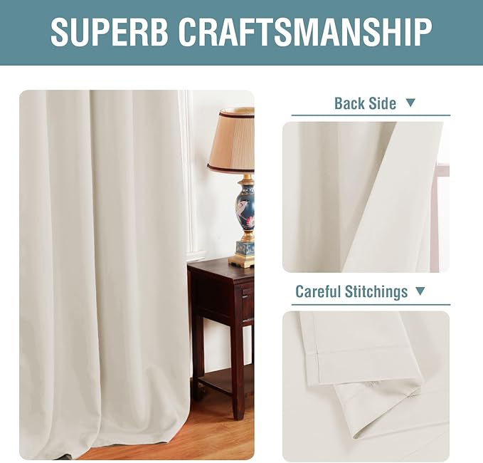H.VERSAILTEX Blackout Curtain for Living Room Thermal Insulated Window Treatment Curtain Extra Long 96 inch Length Energy Saving Solid Grommet Top Blackout Drape, One Panel, Fog, 52" W x 96" L