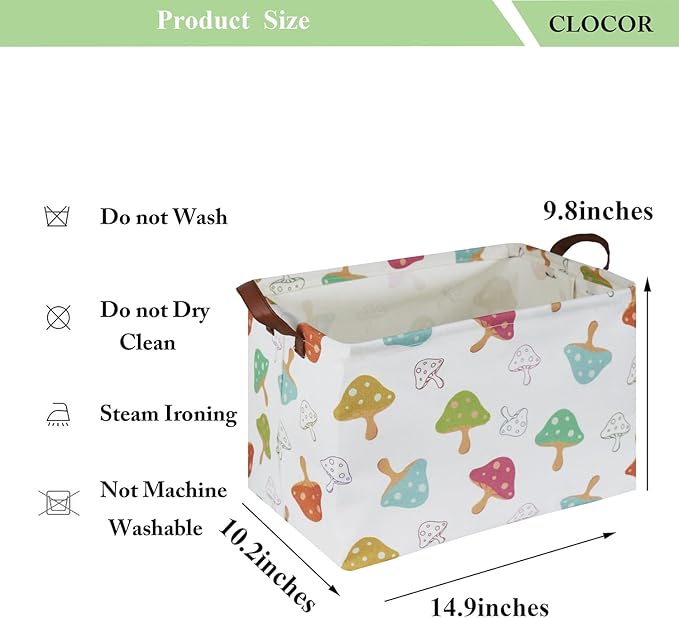 CLOCOR Rectangular Storage Basket,Waterproof Gift Basket,Room Decor(Mushroom)