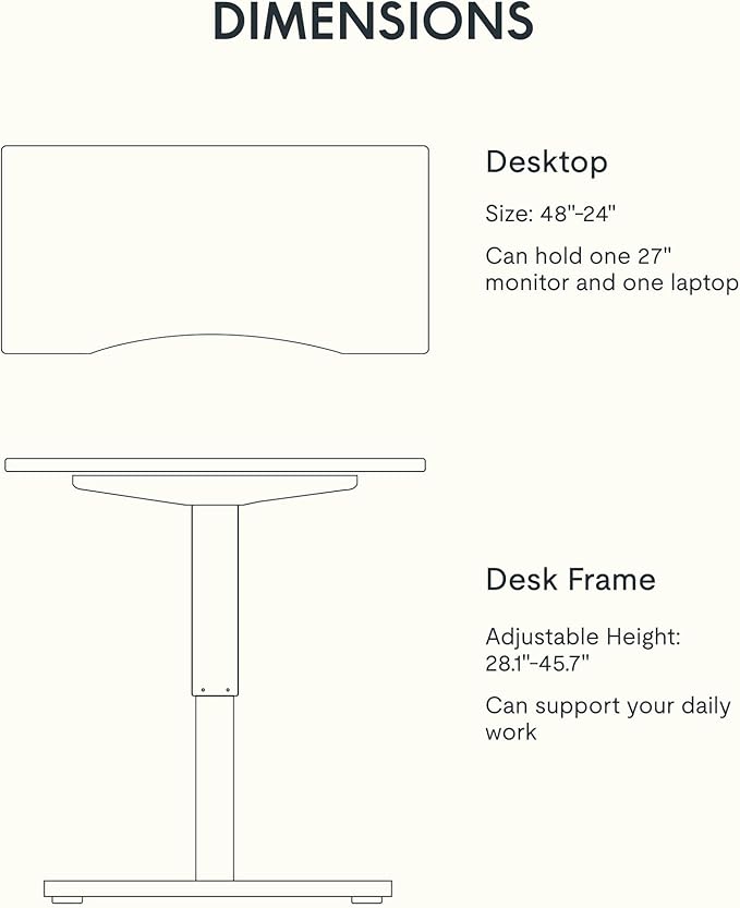 FLEXISPOT EN1 Bamboo Standing Desk, 48 x 24 Inches Whole-Piece Electric Adjustable Height Desk Sit Stand Desk, Home Office Table Stand up Desk (White Frame + Bamboo Curved Desktop, 2 Packages)
