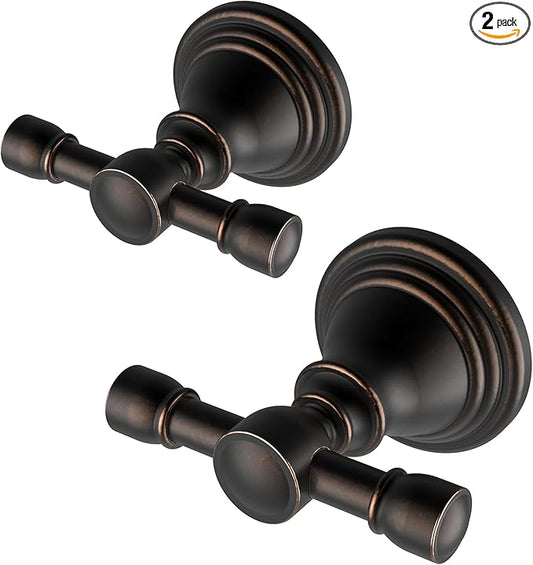 Towel Hook for Bathrooms 2 Pack for Bathrooms, Stainless Steel Robe Coat Hook Wall Mount, Heavy Duty Towel Hanger for Kitchen, Bedroom or RV(Oil Rubbed Bronze)