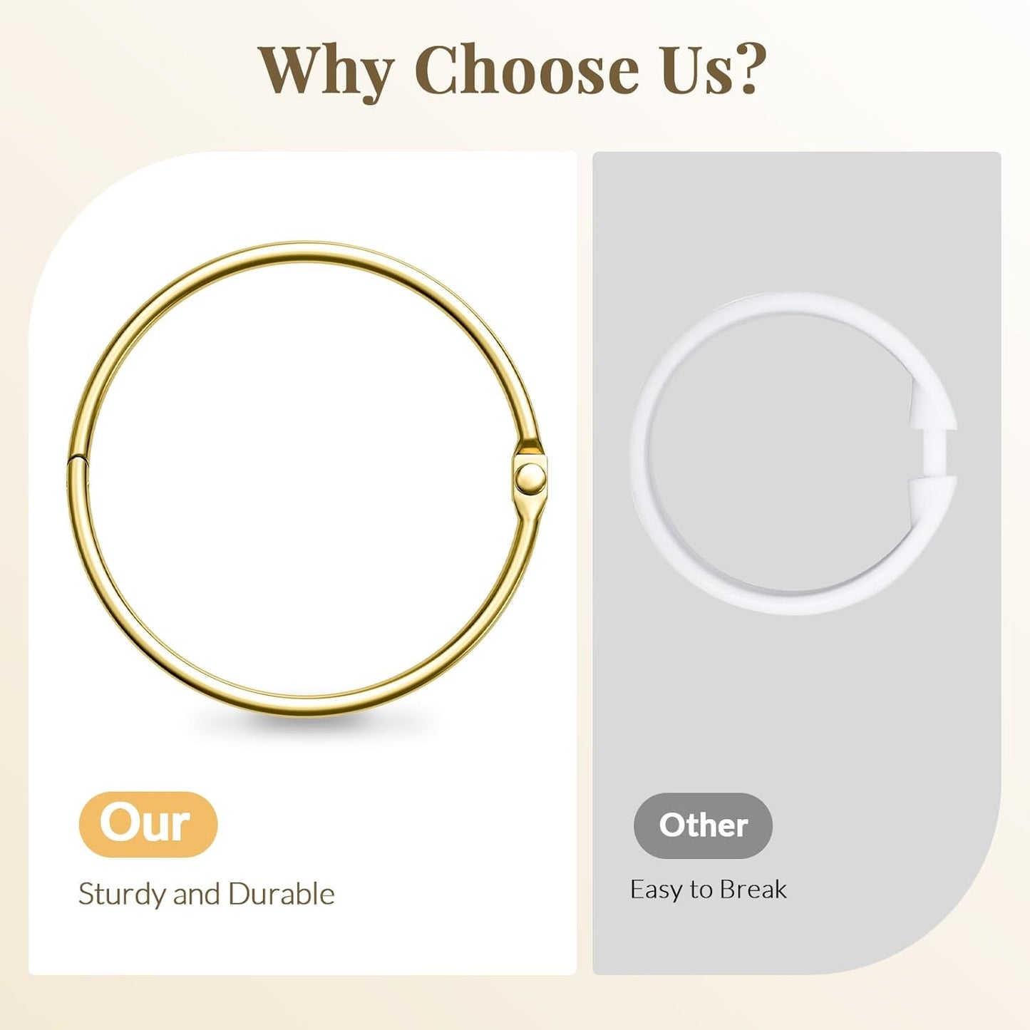 Shower Curtain Rings, Shower Curtain Hooks Rust Proof Shower Rings for Curtain, Glide Smoothly Metal Gold Shower Hooks for Shower Curtain and Rod, 12 Pcs Snap Joint Shower Curtain Clips