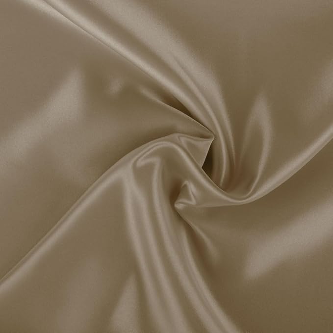 Satin Pillowcase with Zipper, for Hair and Skin Care, Feels Soft and Cool Like a Silk Pillowcase, Beige Satin Pillow Cases 2 Pack, Slik Pillow Cover, Queen Size, Set of 2