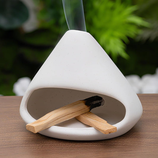 Palo Santo Burner- Mini Zongzi ceramics chiminea for sage/sticks/sone, ceramics Incense Holder with ash catcher, aromatic meditation gifts for women anxiety relief, ceramic copalera home decor