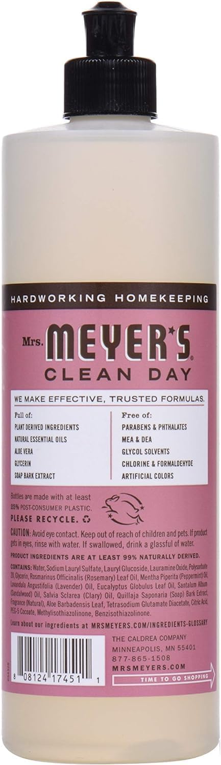 MRS. MEYER'S CLEAN DAY Liquid Dish Soap, Rosemary Scent, 16 ounce (Pack of 6)
