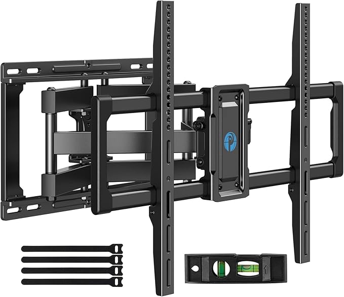 Pipishell Full Motion TV Wall Mount for 40–82 inch Flat or Curved TVs, Smooth Swivel & Extension, Tool-Free Tilt with Heavy-Duty Arms, Max VESA 600x400mm up to 110 lbs, Fits 12″/16″ Wood Studs, PILF11