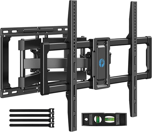 Pipishell Full Motion TV Wall Mount for 40–82 inch Flat or Curved TVs, Smooth Swivel & Extension, Tool-Free Tilt with Heavy-Duty Arms, Max VESA 600x400mm up to 110 lbs, Fits 12″/16″ Wood Studs, PILF11