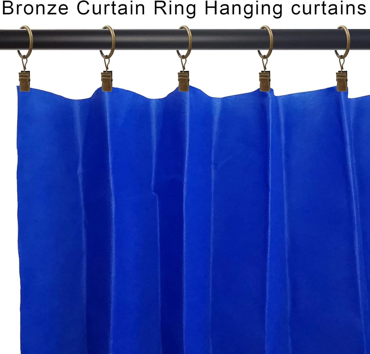 100 Pack Metal Curtain Rings with Clips, Drapery Clips with Rings, Drapes Rings 1 inch Inner Diameter, Fits Diameter 5/8 inch Curtain Rods, Vintage Bronze