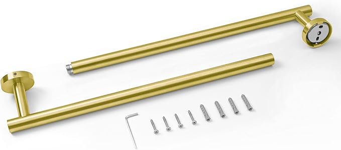 HITSLAM Gold 31.6 Inch Towel Bar for Bathroom, SUS304 Stainless Steel Bathroom Towel Rack Wall Mounted, Modern Home Decor Bath Towel Holder with Hardware Accessories