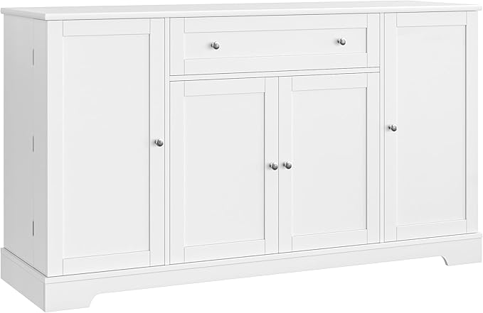 HITHOS 54" Buffet Cabinet with Storage, Modern Kitchen Buffet Sideboard with Drawer, Wood Coffee Bar Station with Adjustable Shelves, Kitchen Storage Cabinet for Living Room, White