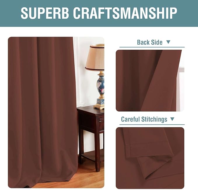 H.VERSAILTEX Blackout Curtain for Living Room Thermal Insulated Window Treatment Curtain Extra Long 96 inch Length Energy Saving Solid Grommet Top Blackout Drape, One Panel, Rust, 52" W x 96" L