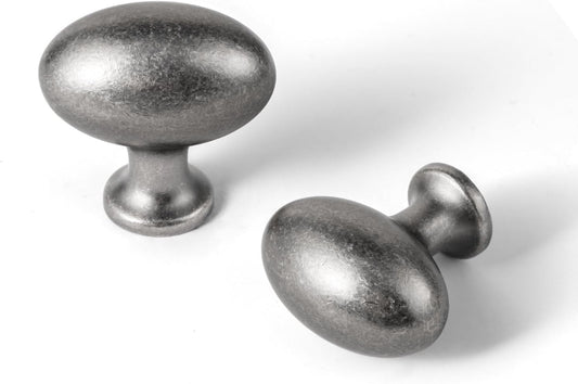Goo-Ki 1.2 Inch(36MM) Oval Antique Silver Drawer Knobs, Retro Zinc Alloy for Cabinet Knobs for Dresser,6 Packed