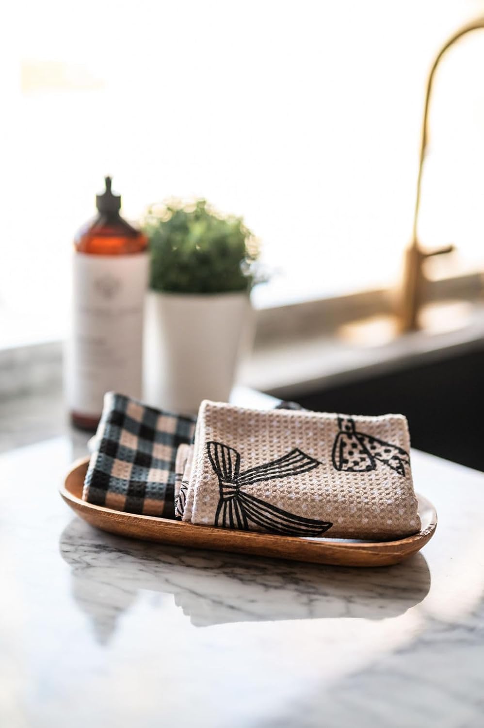 || 2 Pack|| Double Sided Dish Towels || Waffle Weave Microfiber || Tea Towels || Highly Absorbent || Hanging Loop || Dish Cloths || Modern || Designer Prints