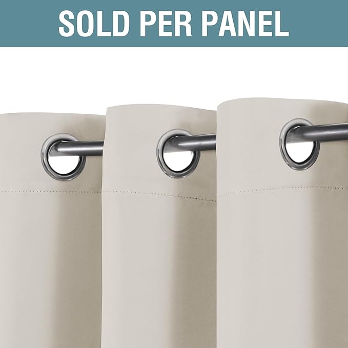 H.VERSAILTEX Blackout Curtain for Living Room Thermal Insulated Window Treatment Curtain Extra Long 96 inch Length Energy Saving Solid Grommet Top Blackout Drape, One Panel, Fog, 52" W x 96" L