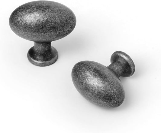Goo-Ki 1.2 Inch(36MM) Oval Weathered Nickel Drawer Knobs, Retro Pewter Zinc Alloy for Cabinet Knobs for Dresser,6 Packed