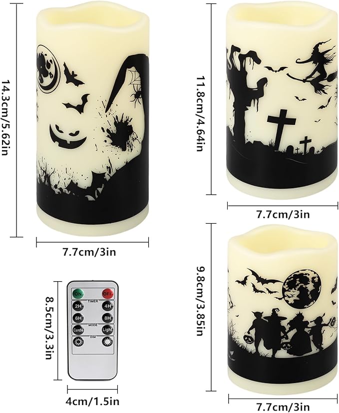 12-Pack Waterproof Flameless LED Candles - Remote Control & Timer, Dimmable Flickering for Halloween Decor Indoor/Outdoor, Haunted House, Party, Graveyard