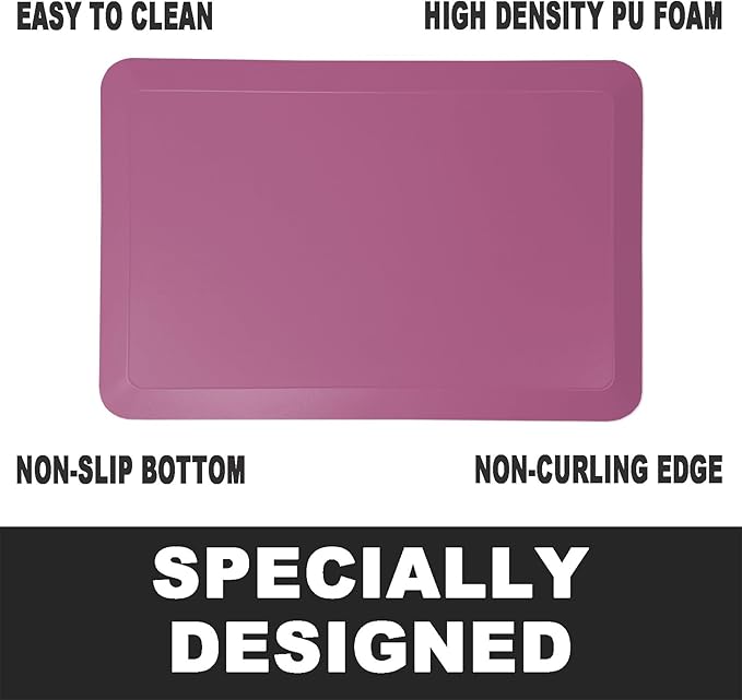 1" Extra Thick Anti Fatigue Floor Mat 30" L x 20" W,Kitchen Mat, Standing Desk Mat,140D Advanced PU Foam Ergonomic Comfort at Home, Office, Garage, Sink (Rose Pink)