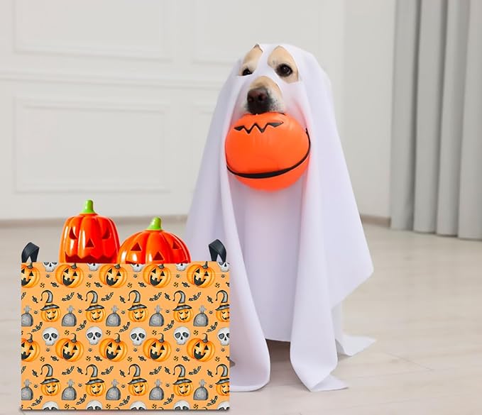 CLOCOR Rectangular Storage Basket Empty,Gift Basket for Halloween, Waterproof Storage Bin with Handles,Room Decor(Yellow Pumpkin)