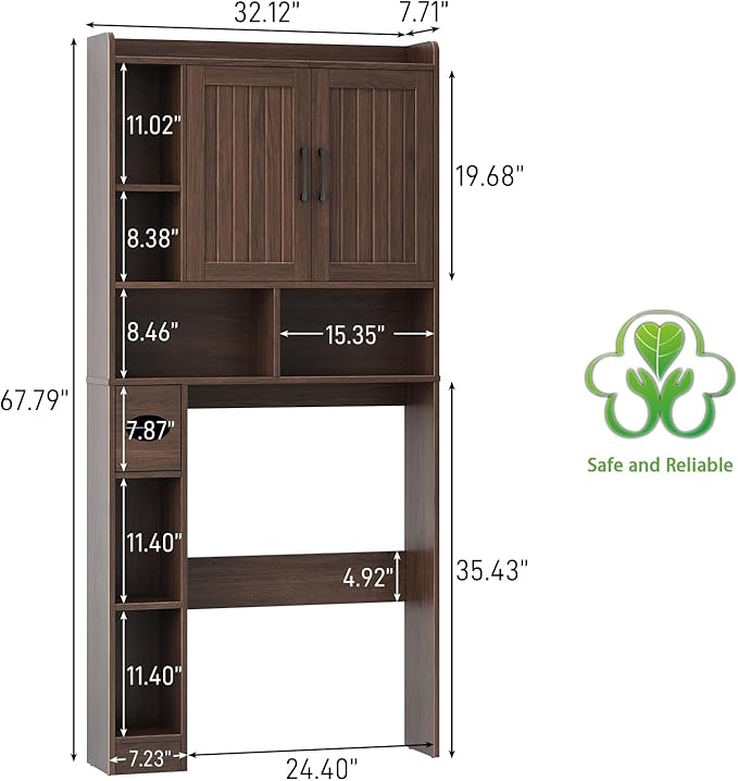 Over The Toilet Storage Cabinet, Farmhouse Storage Cabinet Over Toilet with Barn Door，Home Space-Saving Toilet Rack, for Bathroom, Restroom, Laundry