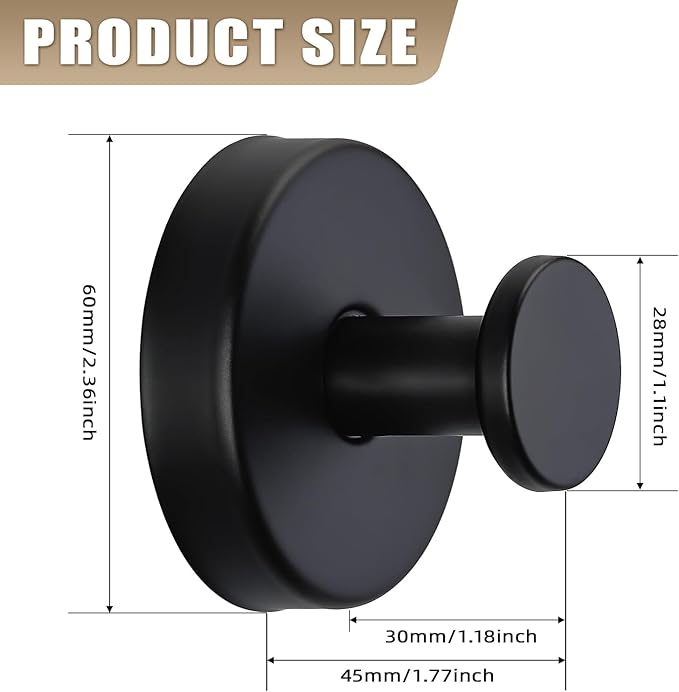 Suction Cup Hooks for Shower No-Drill Bathroom Hooks for Towels, Robes, Loofah Mountable on Bathroom Walls, Kitchen, Glass, Mirrors, Tile and Smooth,Non-Porous Surfaces (4, Matte Black)