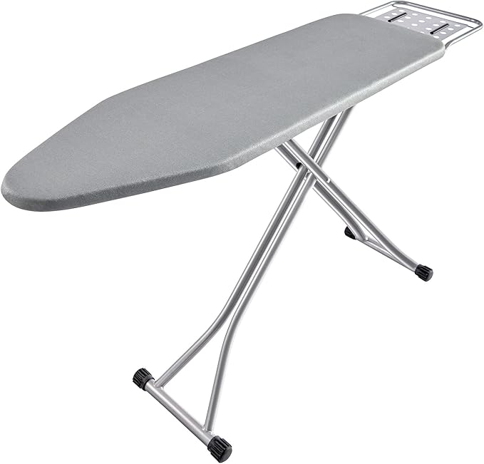 Ironing Board, Heat Resistant Cover Iron Board with Steam Rest, Non-Slip Foldable Ironing Stand. Heavy Sturdy Metal Frame Legs Iron Stand(13 * 34 * 53 Inches) (Silver Gray)