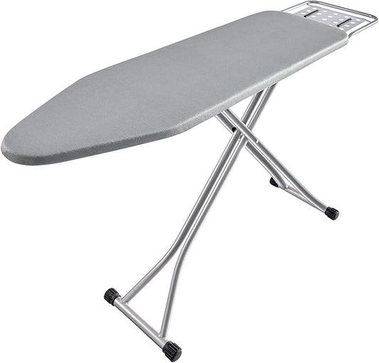 Ironing Board, Heat Resistant Cover Iron Board with Steam Rest, Non-Slip Foldable Ironing Stand. Heavy Sturdy Metal Frame Legs Iron Stand(13 * 34 * 53 Inches) (Silver Gray)