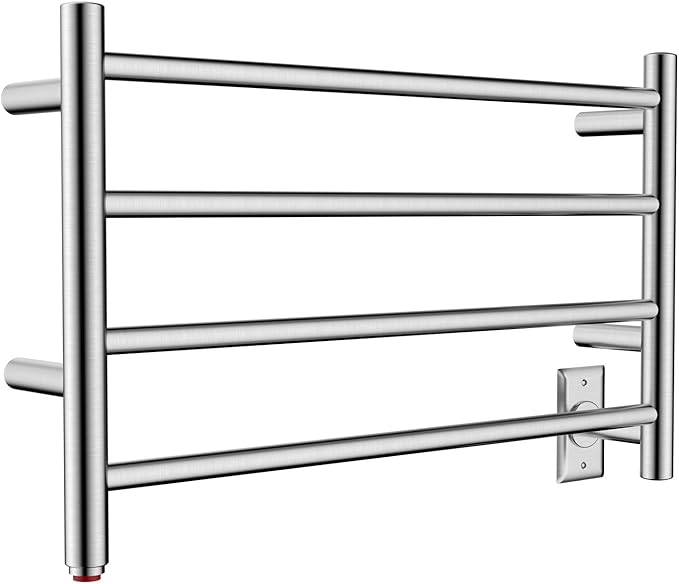 HEATGENE Towel Warmer 4 Bar Towel Dryer Wall-Mounted Plug-in Bath Towel Heater - Brushed