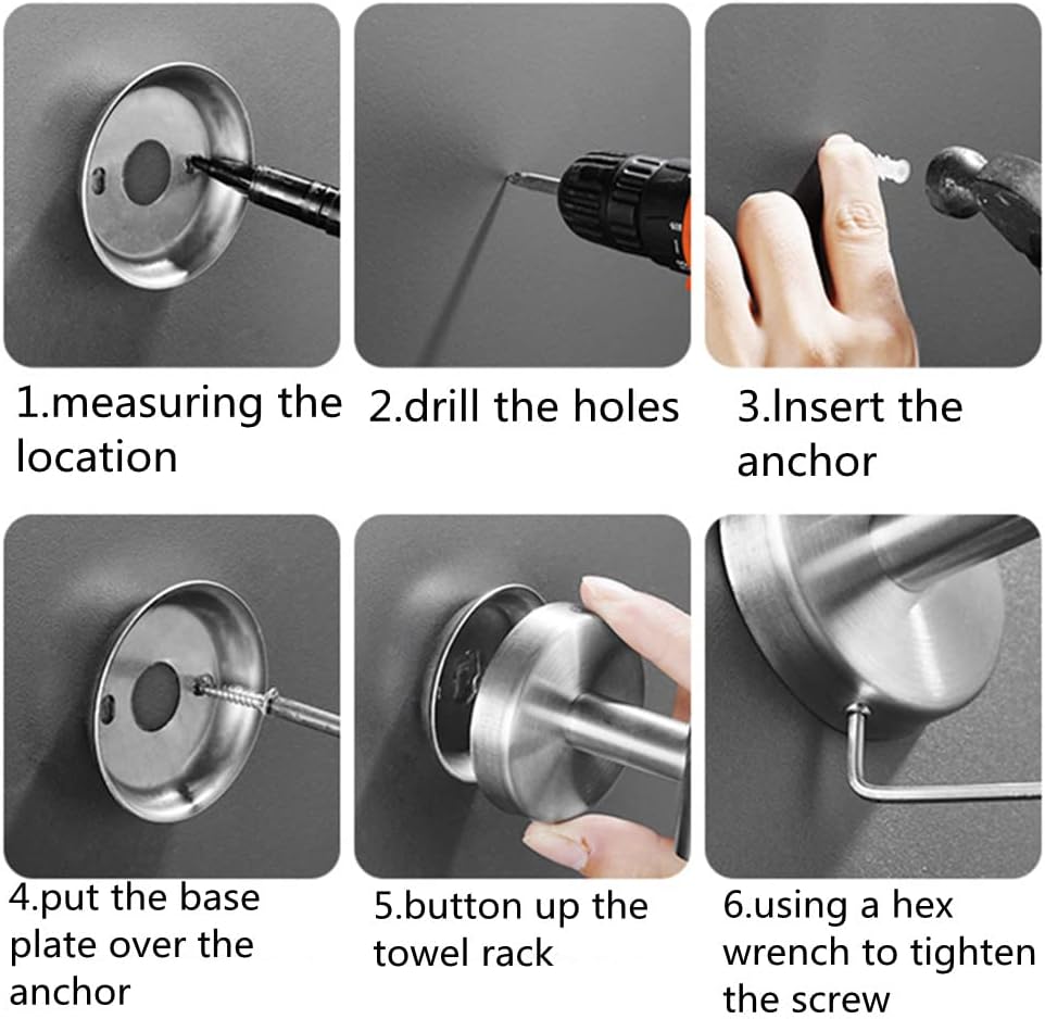 szhdxsy 5 Pack Bath Towel Hooks Hook, 304 Stainless Steel Shower Towel Holder, Kitchen Towel Hanger, Round Robe Hook for Wall Heavy Duty Coat Hook for Bathroom Wall Mounted (Silvery)