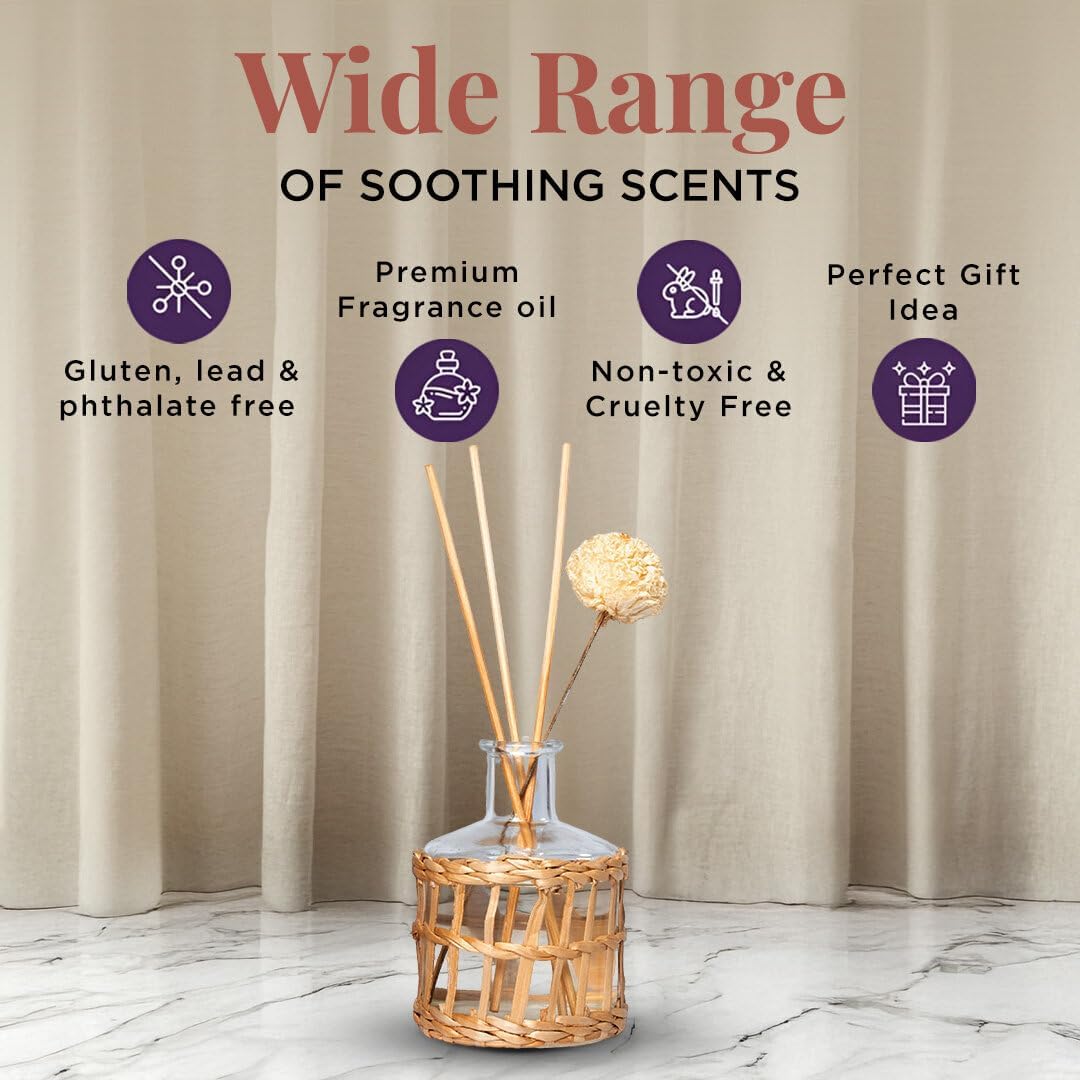 Folkulture Reed Diffusers for Home, 5 oz | Linen Scent Diffuser Oil with Sticks for Bathroom Decor Accessories, Living Room, Office, Desk| Natural Essential Oils | Housewarming Gifts | Sunkissed