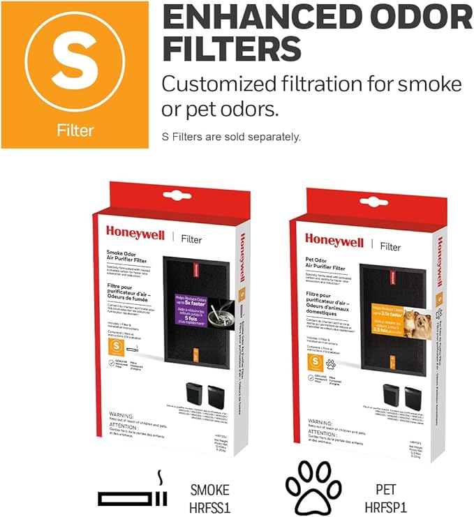 Honeywell Allergen Plus HEPA Air Purifier for Home, Large Rooms up to 900 Ft², Turbo Clean, HEPA Filter Reduces Allergens, Dust, Pollen, Pet Dander, All Smoke Types, Odors, Black, HPA5100B