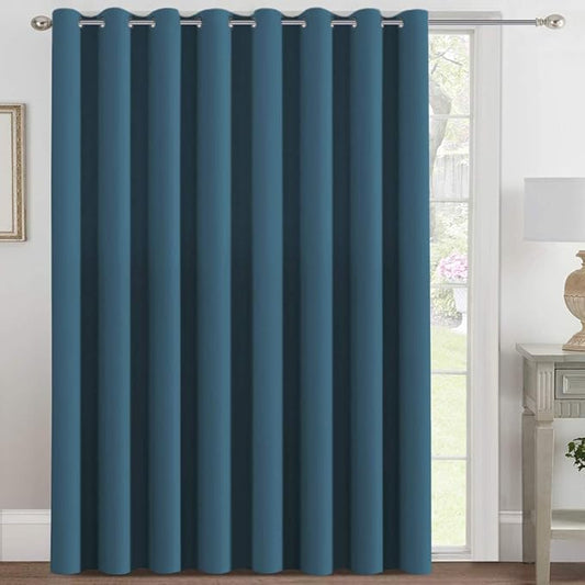 H.VERSAILTEX Blackout Patio Curtains 100 x 84 Inches for Sliding Door Extral Wide Blackout Curtain Panels Thermal Insulated Room Divider - Grommet Top, 7' Tall by 8.5' Wide - Dark Teal
