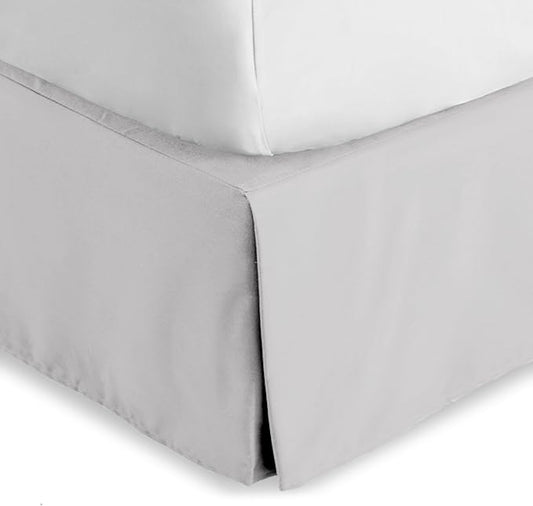 Bare Home Full XL Bed Skirt - 15-Inch Tailored Drop Easy Fit - Bed Skirt for Full Extra Long Beds - Center & Corner Pleats (Full XL, Light Grey)