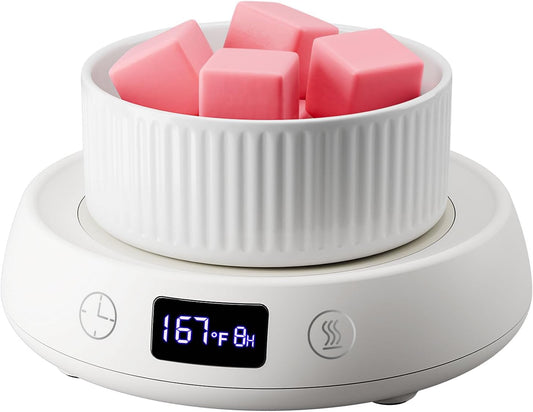 Wax Melt Warmer 3-in-1 Candle Warmer, Electric Scented Wax Melter Fragrance Wax Cube Burner for Home Bedroom Office, 8H Auto Shut Off 3 Temperature Setting (White)