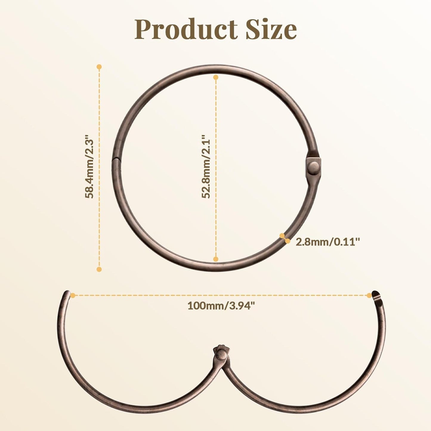 Shower Curtain Rings, Bronze Shower Curtain Hooks 12 Pcs Anti-Drop Shower Rings for Curtain, Shower Curtain Hooks Rust Proof, Shower Hooks for Shower Curtain Rod, Bronze Curtain Rings