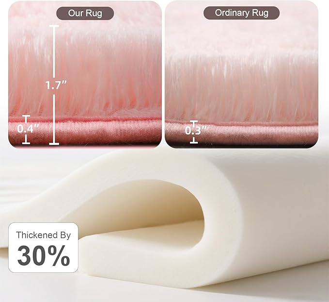 Pink Round Rug for Bedroom, 5Ft Fluffy Circle Area Rugs for Living Room, Shag Fuzzy Carpet for Kids Room, Nursery, Dorm, Classroom, Teen, Cute Baby Play Mat Home Decor Aesthetic