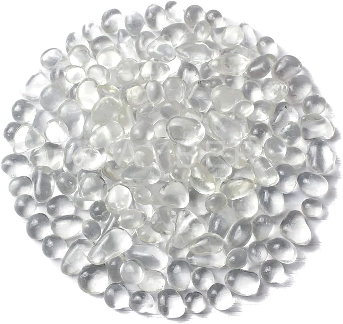 WAYBER Glass Stones, 1Lb/460g Irregular Sea Glass Dercorative Rocks Non-Toxic Artificial Crystal Pebbles for Aquarium Decoration/Vase Filler/Table Scatter/Handcraft/Jewelry Making/Gems Display, Clear