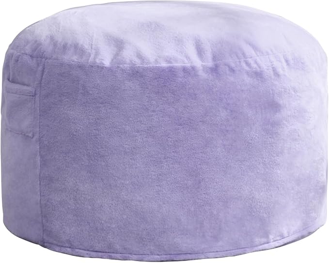 Hobestluk Bean Bag Chairs 2.5FT Bean Bag Chair with Memory Foam Filled & Plush Faux Fur Cover Small Bean Bag Chairs for Playroom, Living Room, Bedroom (Purple)