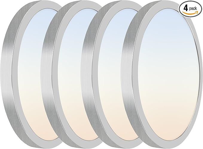 Hlite Brush Nickel 4pack 12 inch Flush Mount LED Ceiling Light Fixture, 24W 2400LM 3000K/4000K/5000K 3CCT Selectable Super Slim Light Fixtures Ceiling Mount for Kitchen, Bedroom