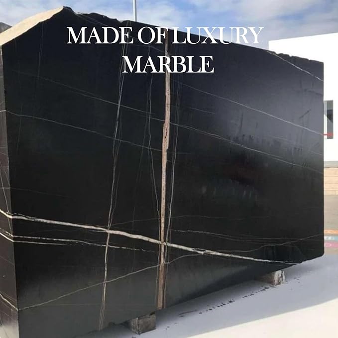 Koville Natural Black Marble Tray, 12"x6" Decorative Tray for Countertop, Catchall for Perfume, Candles, Jewelry Dish