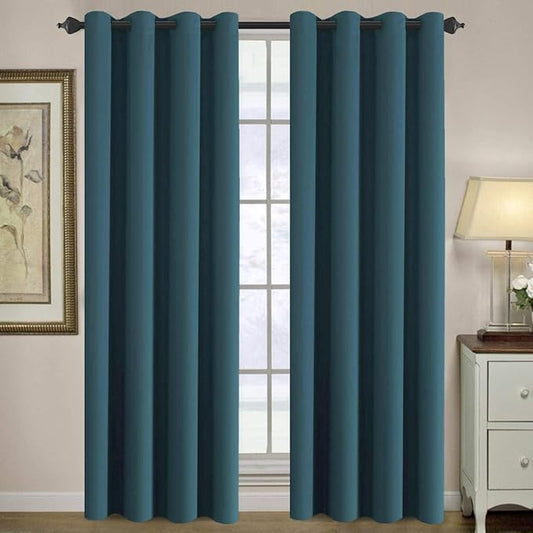 H.VERSAILTEX Blackout Curtain for Living Room Thermal Insulated Window Treatment Curtain Extra Long 96 inch Length Energy Saving Solid Grommet Top Blackout Drape, One Panel, Dark Teal, 52" W x 96" L