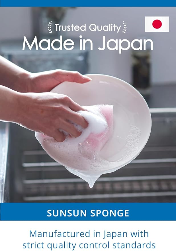 [SunSun Sponge] Kitchen Sponge 4-Pack, Multi-Purpose for Dishwash, Bath, and Stovetop, Excellent Drainage & Rich Lather, Durable & Long-Lasting, Kitchen & Household Essentials, Premium Black