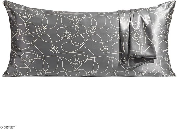 Kitsch Disney Mickey Mouse Satin Pillowcase with Zipper Softer Than Silk, Cooling Pillow Case for Hair & Skin, Wrinkle Free, Machine Washable, King Size (19x36)