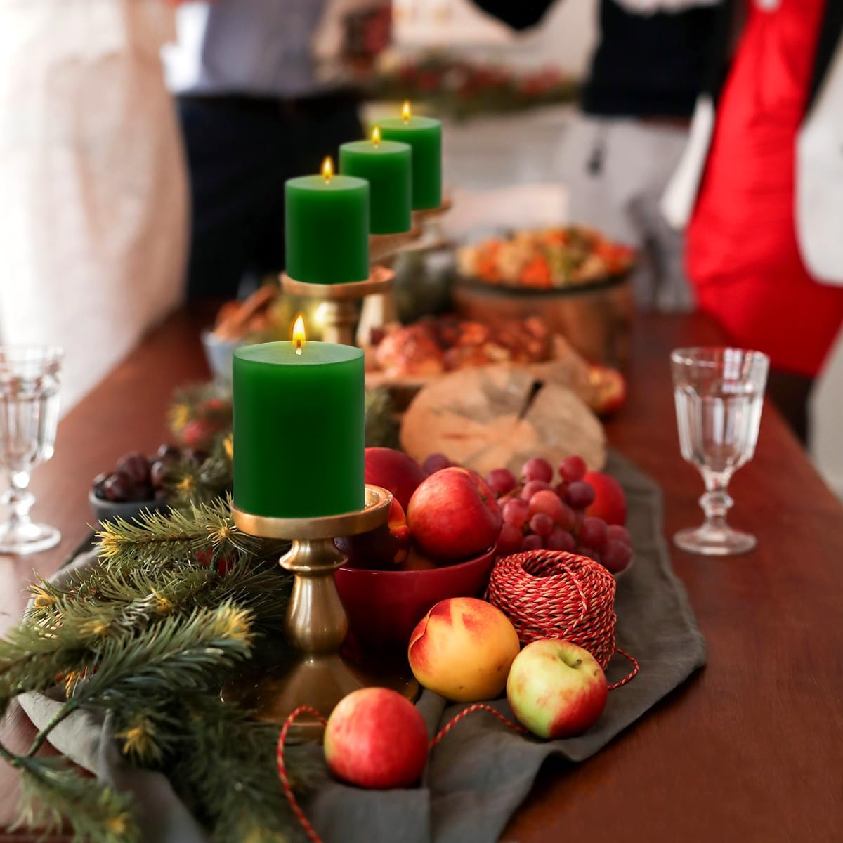 6 Packs 2.75x3.25 Inch Green Pillar Candles, Unscented Dripless Non-Toxic Smokeless Clean Long Lasting Burning Cylinder Candles for St. Patrick's Day Home Dinner Table Power Outage Emergency