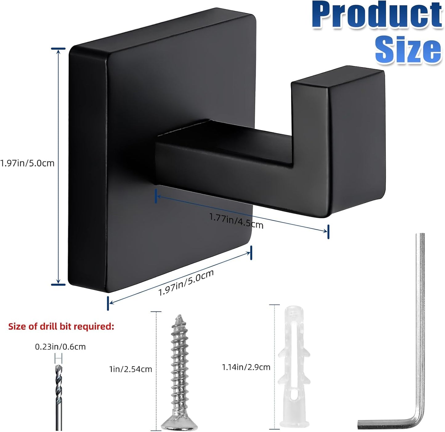 Towel Hooks for Bathrooms, Heavy Duty Wall Mounted Stainless Steel Modern Hook, 4 Pack – Ideal for Hanging Towels, Robes, Coats, in Kitchen, Bedroom, Bathroom, or Hotel (2, Matte Black)