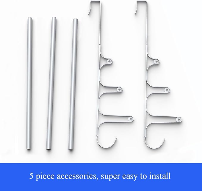 Over The Door Towel Rack, Over Door Towel Rack for Bathroom Door, Triple Towel Storage Holder with Hooks (Silver Gray, 20.15" L)